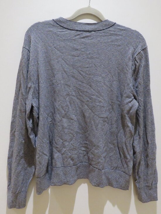 EVERLANE The Organic Cotton Slim Crew Sweater Micro Stripe XL Preppy Minimalist - Picture 8 of 13